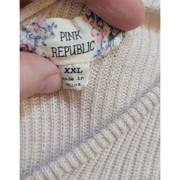 Pink Republic Button Back Pullover Sweater Top Cropped Reversible Vneck Sz XXL O - Picture 5 of 6